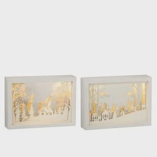 J-Line decoratie Kader 3D Winter - pvc|glas - zilver - 2 stuks