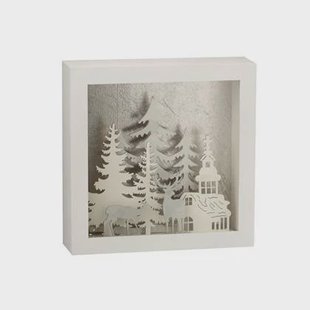 J-Line wanddecoratie 3D Winter - pvc|glas - zilver - LED lichtjes