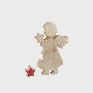 J-Line figuur Engel Ster Mango - hout - rood - large