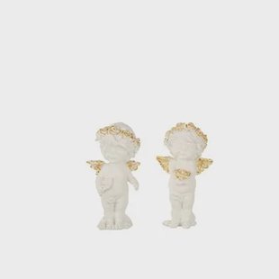 J-Line figuur Engel Staand - polyresin - wit|goud - small -