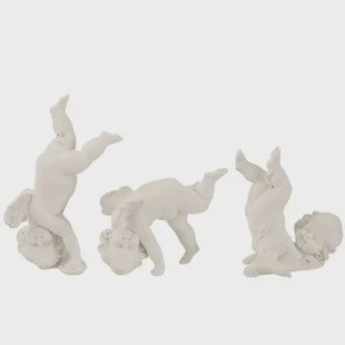 J-Line figuur Engel Turnend - polyresin - wit - large - 3 st