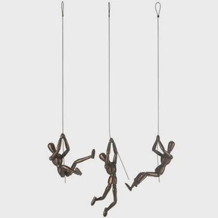 J-Line hangende figuur - polyresin - bruin - 3 stuks