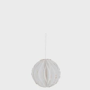 J-Line hanger Bal - katoen mache - wit|goud - 2 stuks