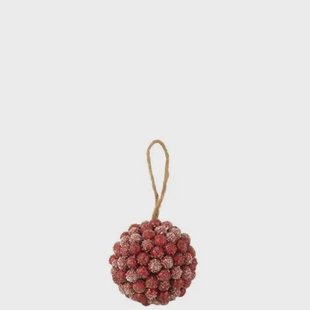 J-Line hanger Bal Bessen Glitters - kunststof - rood - medium - 2 stuks