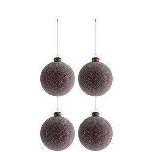 J-Line kerstbal Parels - glas - bordeaux - medium - doos van 4