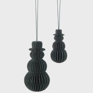 J-Line kersthanger Sneeuwman - papier - groen - large - 3 stuks