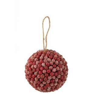 J-Line hanger Bal Bessen Glitters - kunststof - rood - large