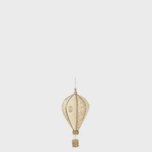J-Line decoratie Heteluchtballon hangend - polyfoam|textiel - wit|goud - small