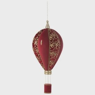 J-Line decoratie Heteluchtballon hangend - polyfoam|textiel - rood|goud - large