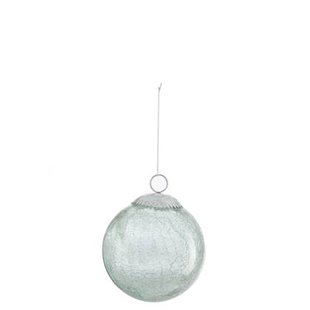 J-Line kerstbal Crackle - glas - mint - medium - 4 stuks