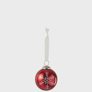 J-Line kerstbal - glas - rood - small - 6 stuks