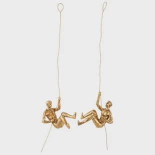 J-Line wanddecoratie Hanger Figuur - polyresin|metaal - goud - 2 stuks