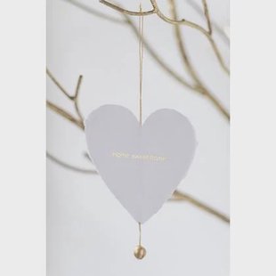 J-Line hanger Hartjes 4 tekst - katoen maché - wit|goud - doos van 5