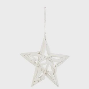 J-Line hanger Ster - drijfhout - wit - large