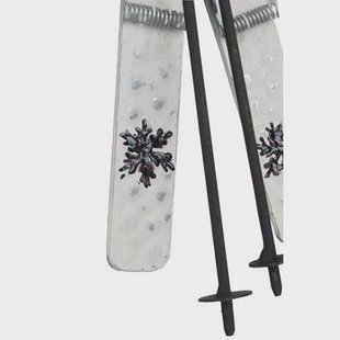 J-Line hanger Skis - metaal - zwart|wit - 2 stuks