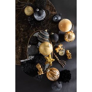 J-Line kerstbal Blackboard - glas - zwart - medium - doos van 4