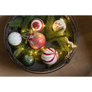 J-Line kerstbal - glas - groen - small - 4 stuks