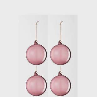 J-line kerstbal - glas - licht mauve - small - doos van 4