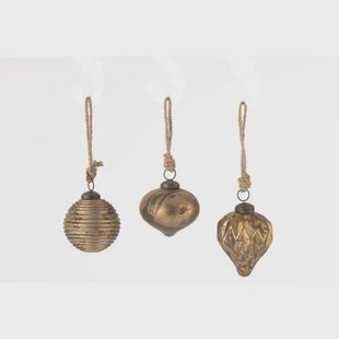 J-Line kerstbal geoxideerd - glas - antiek goud - small - 3