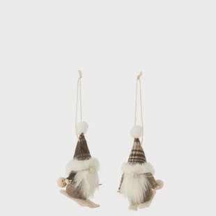 J-Line hanger Kabouter - textiel - bruin|beige - 2 stuks