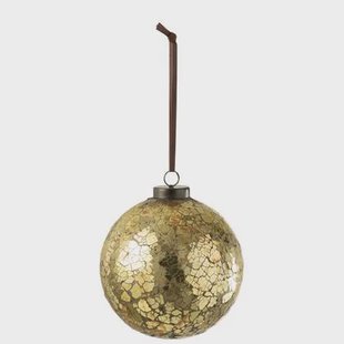 J-Line kerstbal Gebroken - glas - goud - large - 6 stuks