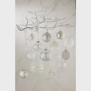 J-Line kerstbal Chloe - glas - transparant|zilver - large -