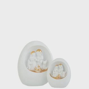 J-Line decoratie Kerststal In Steen - wit|goud - large