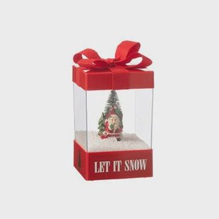 J-Line decoratie Sneeuwbol geschenkdoos - polyresin - mix -