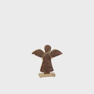 J-Line decoratie Engel Op Voet Vernist - hout - bruin - medi