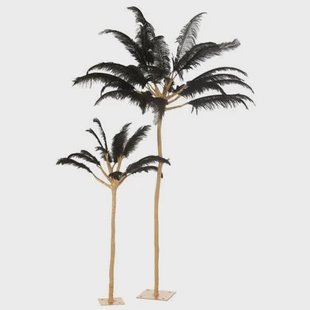 J-Line decoratie boom pluimen - metaal - goud|zwart - large