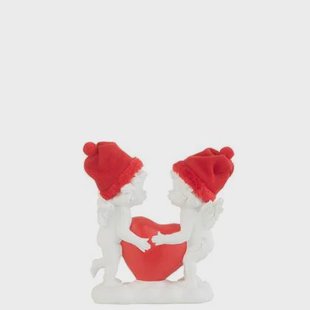 J-Line figuur Engel Hart Hoed - polyresin - rood|wit