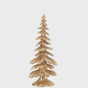 J-Line decoratie Denneboom - polyresin - goud - small