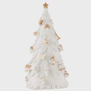 J-Line decoratie Kerstboom ornamenten - polyresin - wit|goud - large