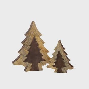J-Line decoratie Kerstboom Puzzel - hout - bruin|naturel - large
