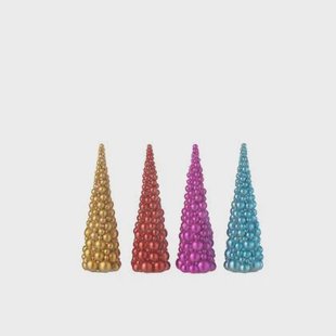 J-Line decoratie Ballen Kerstboom - polyresin - mix - small - 4 stuks