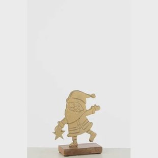 J-Line figuur Kerstman - aluminium|hout - goud - small