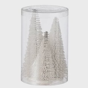 J-Line decoratie Kerstboom Glitter - kunststof - wit - doos