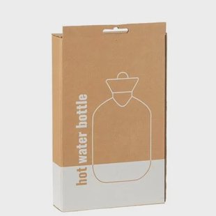 J-Line warmwaterkruik teddy + pompons - polyester - lichtbru