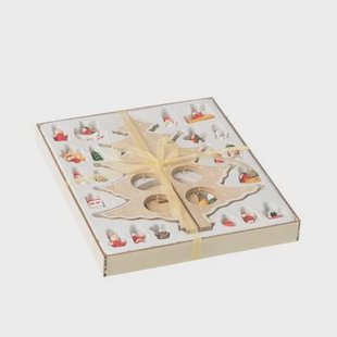 J-Line decoratie kerstboom + figuurtjes plooiend - hout - na