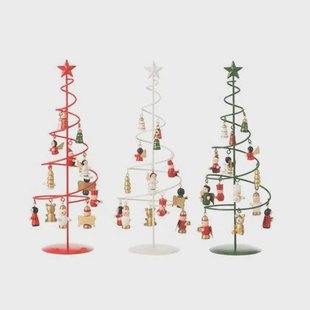 J-Line kerstboom + figuurtjes draaiend - metaal - mix - 3 st