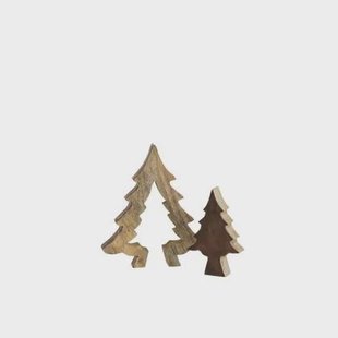 J-Line decoratie Kerstboom Puzzel - hout - bruin|naturel - small