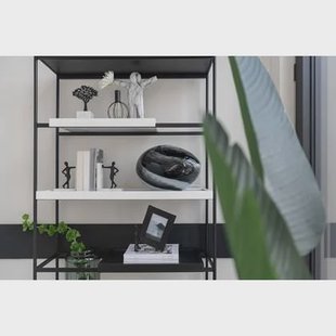 J-Line figuur Boom Op Voet - aluminium|marmer - zwart|wit -