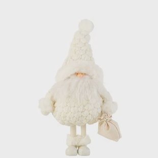 J-Line figuur Kerstman Cadeau Tas - textiel - wit - large