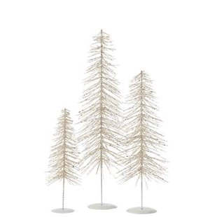 J-Line decoratie Kerstboom Glitter - metaal|kunststof - wit