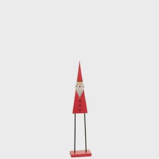 J-Line decoratie Kerstman Op Voet - hout - rood - small