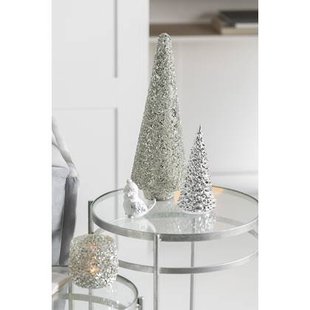 J-Line decoratie Kerstboom Glitter - glas - zilver - large