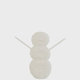 J-Line figuur Sneeuwman - hout - wit