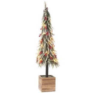 J-Line decoratie kerstboom Sneeuw - kunststof - groen|rood -