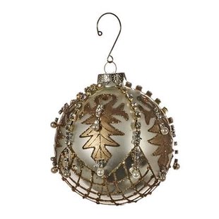 Goodwill Kerstbal Jewel-Parel Glas Wit-Goud D 10 cm