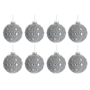 J-Line Kerstballen Patroon Antiek Grijs Set van 8